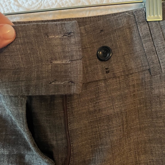 Brown wide leg crop dress pants, size 12, missing 2 out of 3 buttons (see photo) - Picture 2 of 3